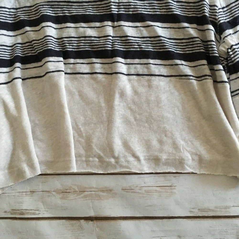 FREE PEOPLE Sea Side Linen Blend Tee Nautical - S - Picture 7 of 7